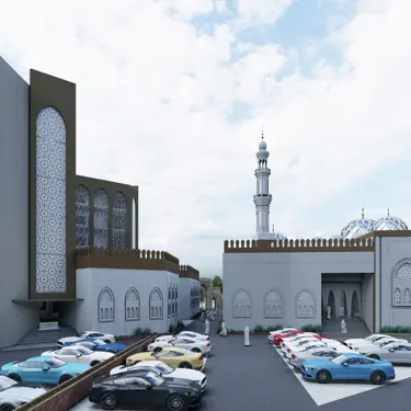 Madrasa and Mosque Street View — Architectural Render